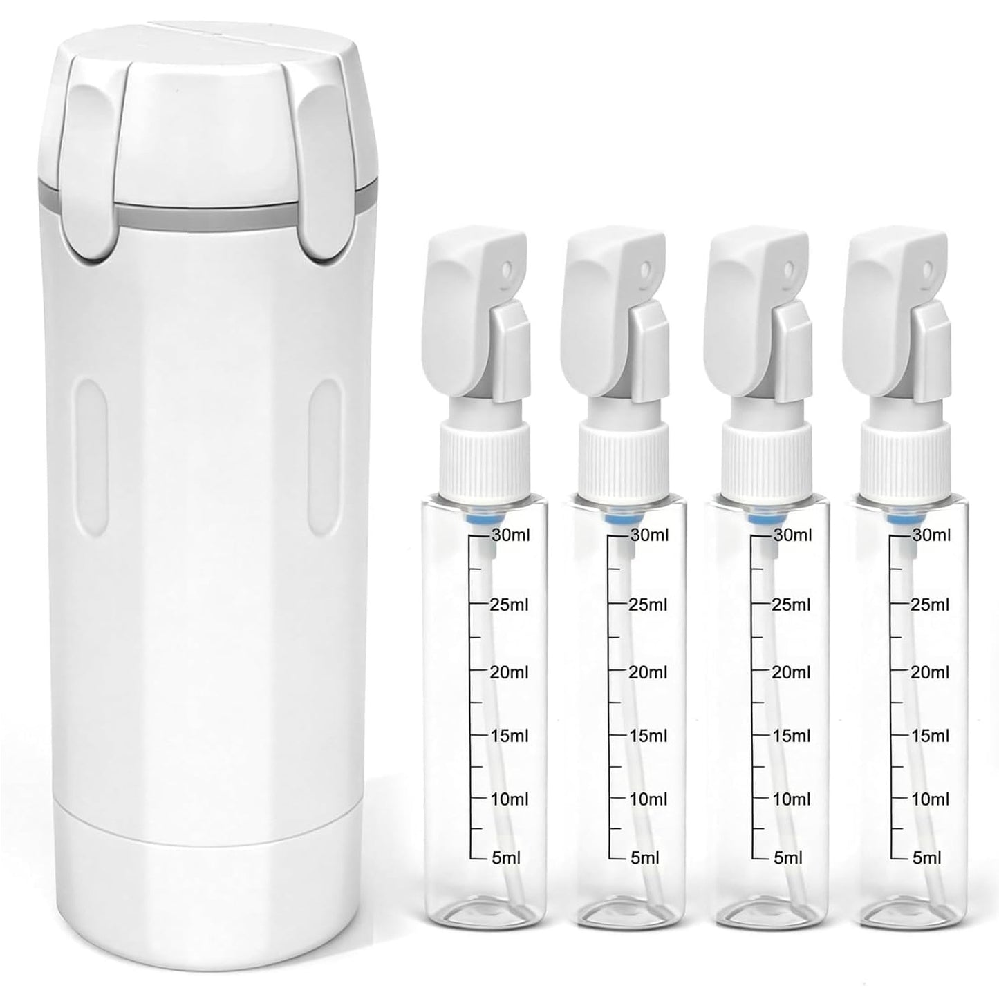 4-in-1 Travel Dispenser Bottle - Leak-Proof Refillable Silicone Squeeze Container with Lock