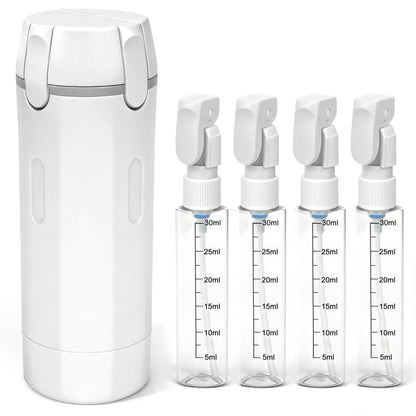 4-in-1 Travel Dispenser Bottle - Leak-Proof Refillable Silicone Squeeze Container with Lock