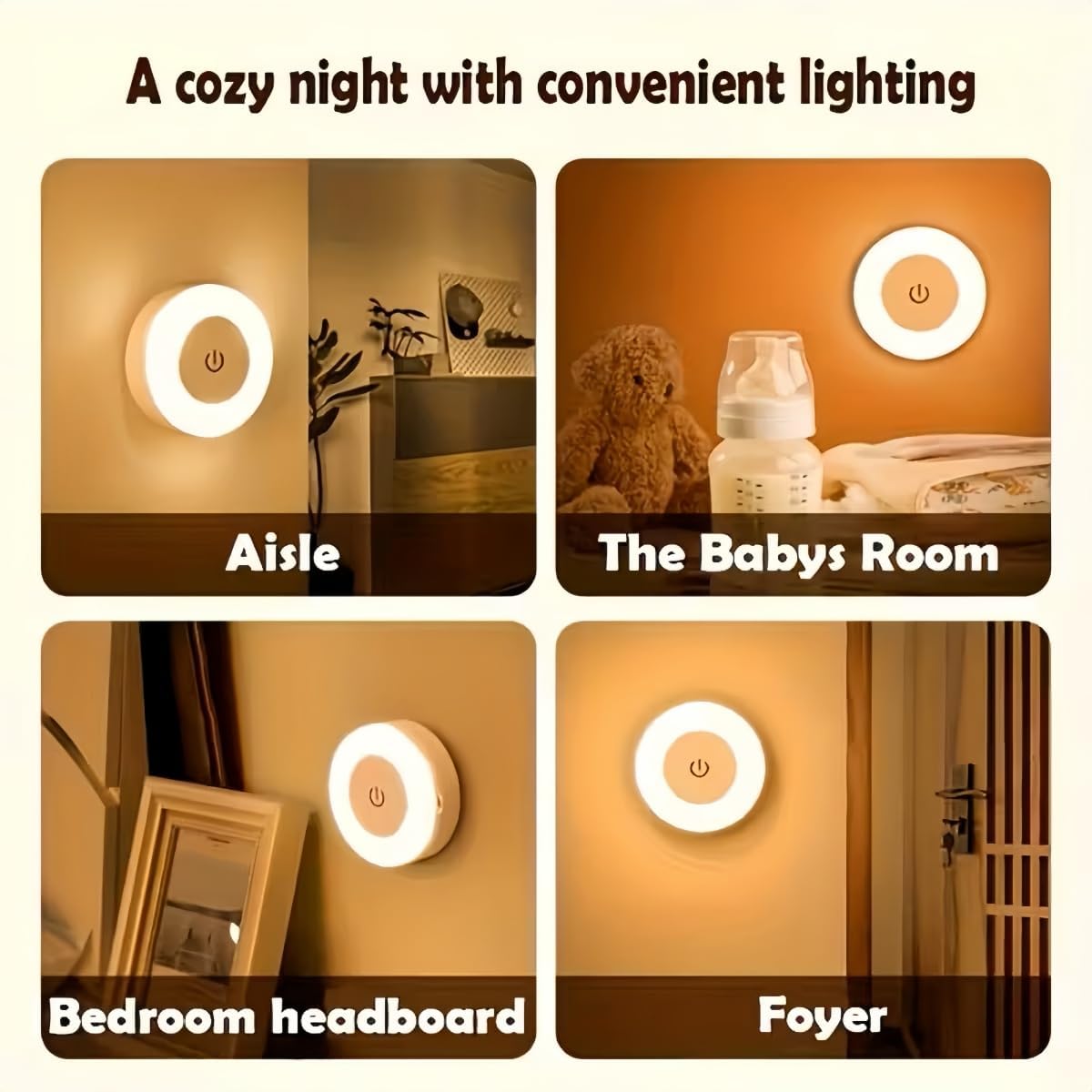 4Pcs Minimalist LED Touch Sensor Switch Light, 3-Level Adjustable , Suitable for Walls, Closets, Kitchens, Under cabinets, and countertops.