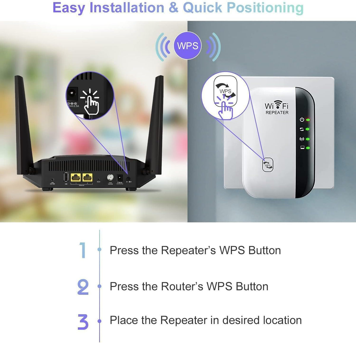 Wireless WiFi Extenders Signal Booster for Home Up to 10000 sq.ft and 50 Devices