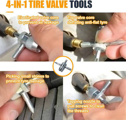 14-Piece Quick Change Tire Valve Stem Tool Kit for Car Truck ATV Motorcycle