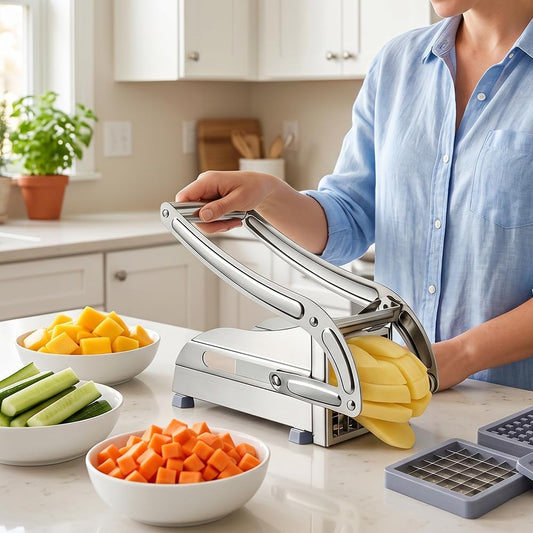 Manual Stainless Steel Vegetable Cutter/Slicer, Multifunctional Dishwasher Safe