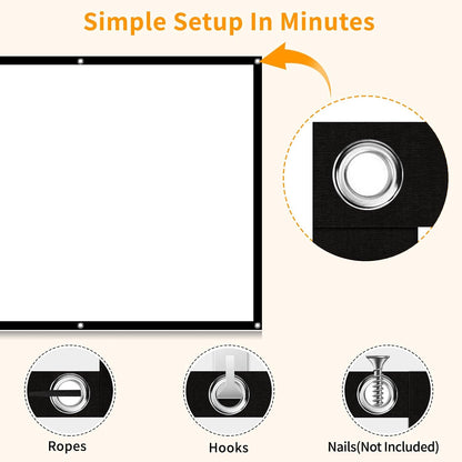 Projector Screen 16:9 Foldable Anti-Crease Portable Projector Movies Screens