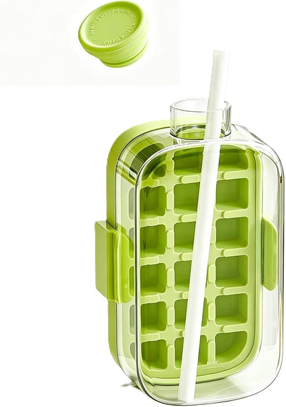 2 in 1 Portable Ice Cube Bottle with Straw