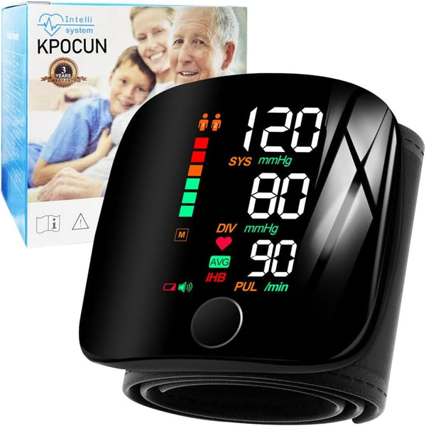 Wrist High Blood Pressure Monitor Automatic LCD Heart Rate Gauge BP Cuff Machine