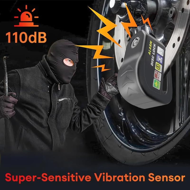 Brake Wheel Lock | Strong Motorcycle Alarm Disc Lock Anti-Theft biccle Brake Wheel Lock