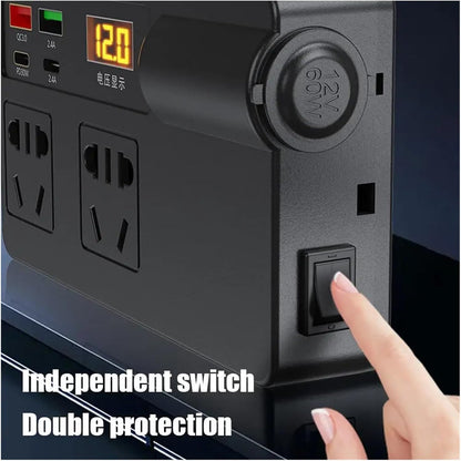 Portable Car Power Inverter 12V/24V to 220V with Digital Display