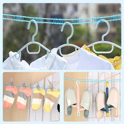 2 Pack 32 ft Windproof Non-Slip Clothesline Retractable Clothesline