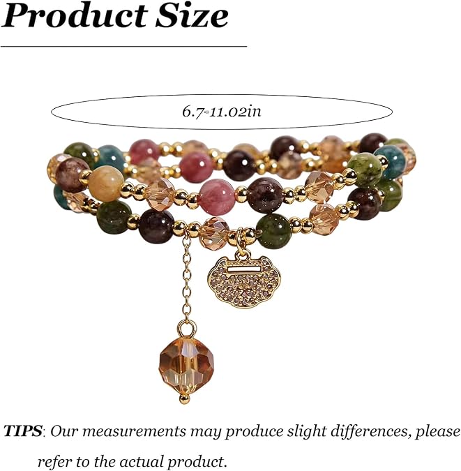 Unisex Double-Strand Gemstone Beaded Bracelet - Adult Beaded Jewelry with Energy Boost, Wealth Attraction, Positivity Benefits,