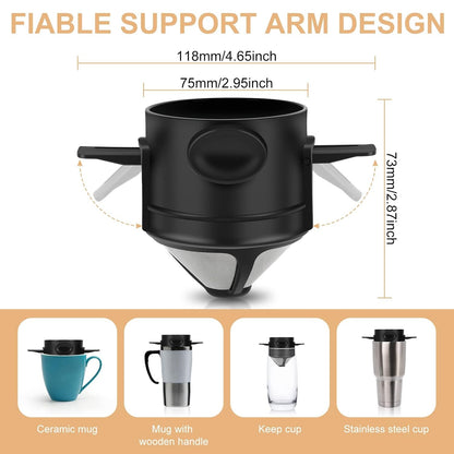 Pour Over Coffee Maker - Portable Stainless Steel Reusable Coffee Filter