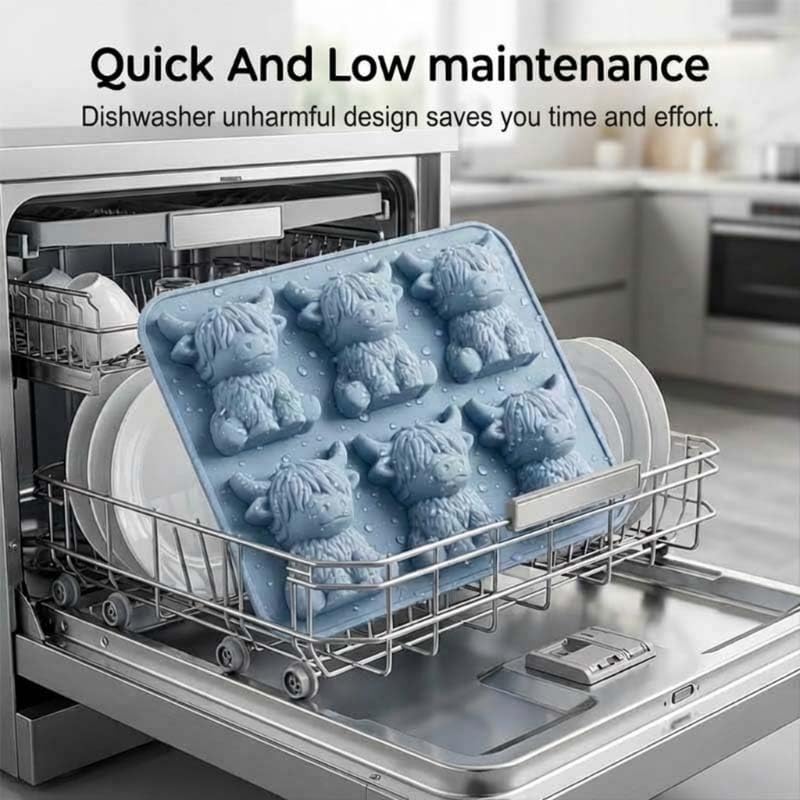 2 Pack 3D Highland Cow Ice Cube Silicone Mold