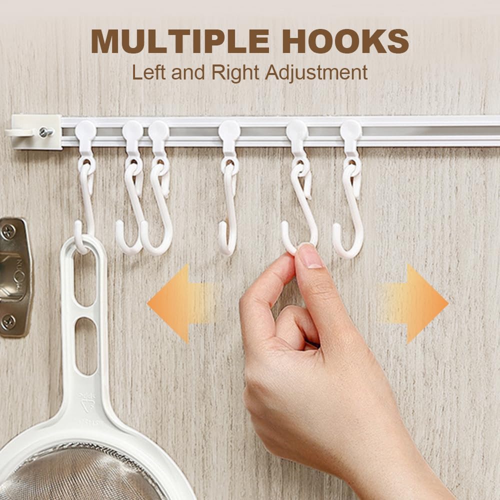 2Pcs Kitchen Utensil Hanging Rack Wall Mounted Hanger with 10 Hooks No Drilling Hanger