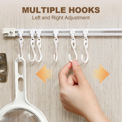 2Pcs Kitchen Utensil Hanging Rack Wall Mounted Hanger with 10 Hooks No Drilling Hanger