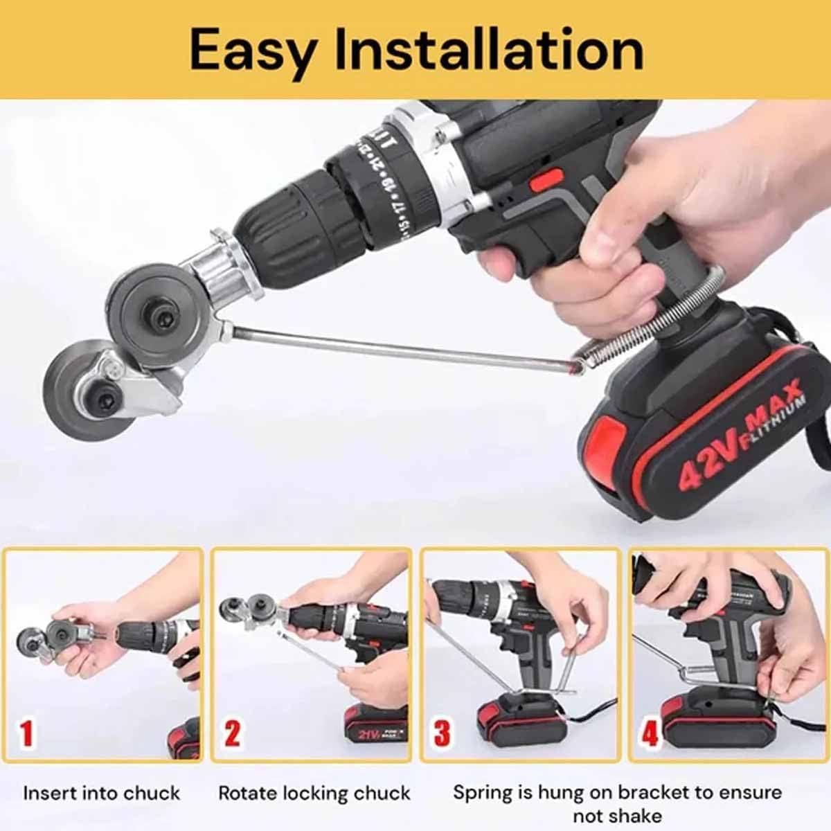Electric Drill Sheet Metal Cutter Attachment Set for Cutting Iron, White Sheet, Steel, Copper, Aluminum