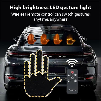 Finger Gesture Light with Remote LED Car Back Window Funny Sign Hand Light