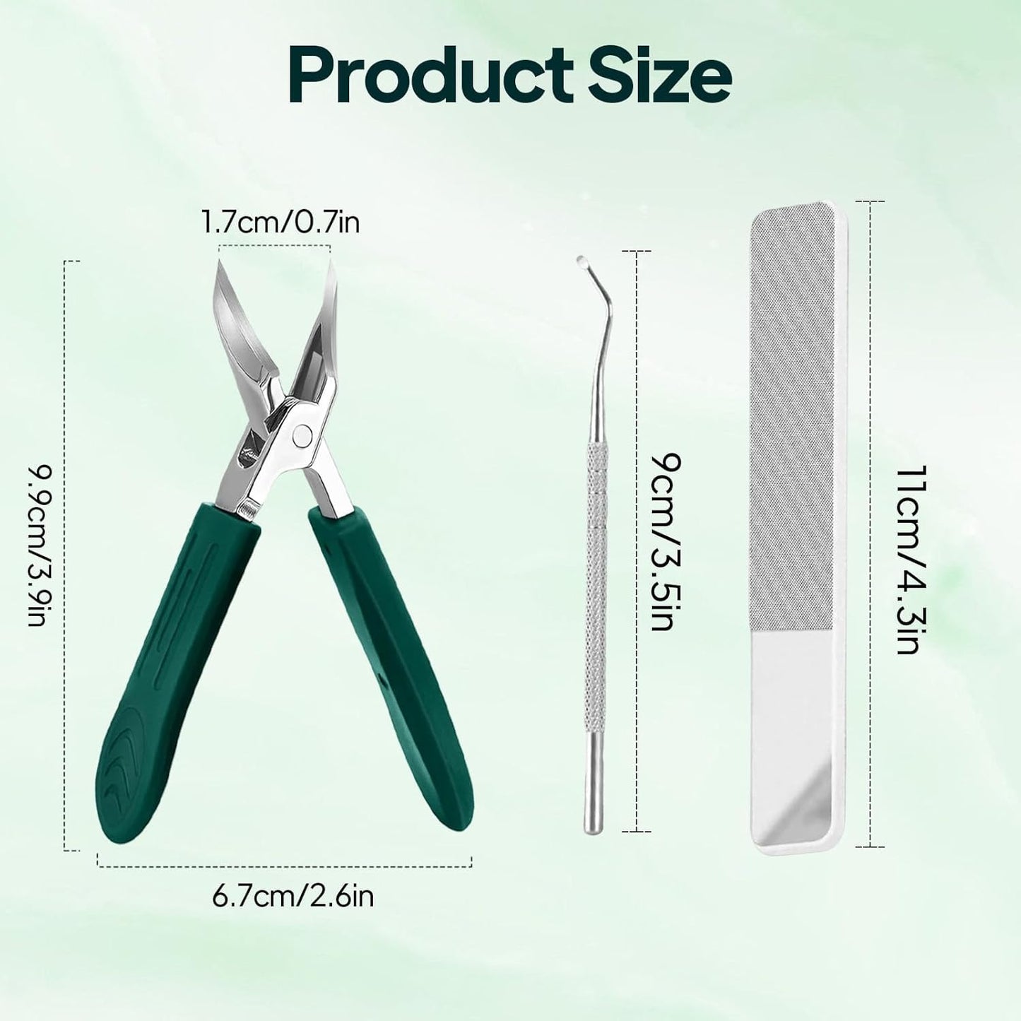 Wide-Opening Sharp Jaws Stainless Steel Large Nail Clippers Set with Nail File