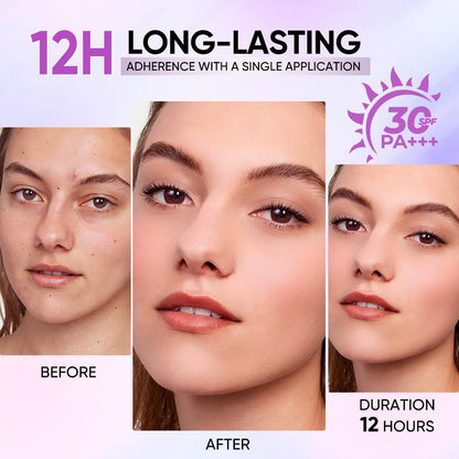 Full Coverage Creamy Foundation Waterproof with SPF 30+++ Blurring, Smoothing & Nourishing