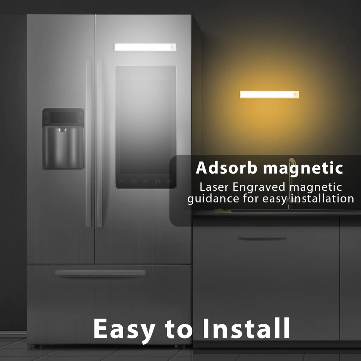 2Pack LED Motion Sensor Light,Under Counter Lighting, Wireless USB Rechargeable