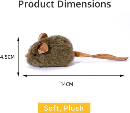 3 Pack Furry Cat Mouse Toy with Rattle Sound,Interactive Cat Toy 5.5” Realistic Size
