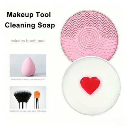 Makeup Brush Cleaner Soap with Silicone Cleaning Pad