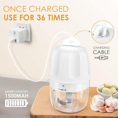 250ML Electric Cordless Food Chopper for Nuts Chili Onion Minced Meat and Spices