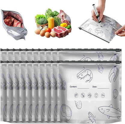Reusable Aluminum Foil Sealable Storage Bags with Zipper For Meat Fruit