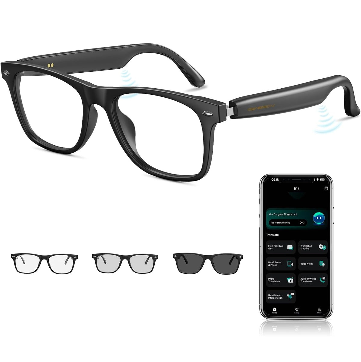 Aviator Smart Glasses, Photochromic Lens, Bluetooth Open-Ear Audio