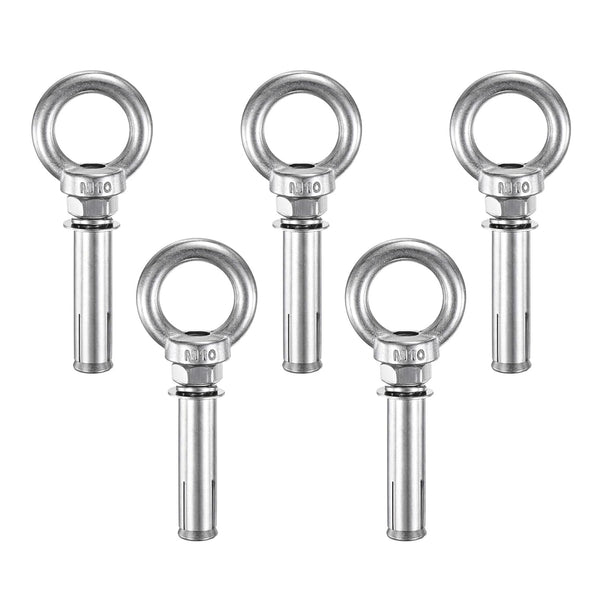 5-pack 304 Stainless Steel Wall Concrete Anchors Screw Expansion Bolts with Nuts Eye