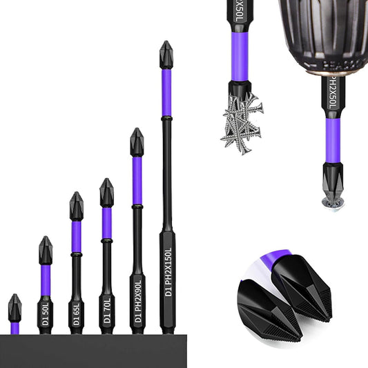 6pcs Anti-Shock Strong Magnetic Cross Screwdriver Bits