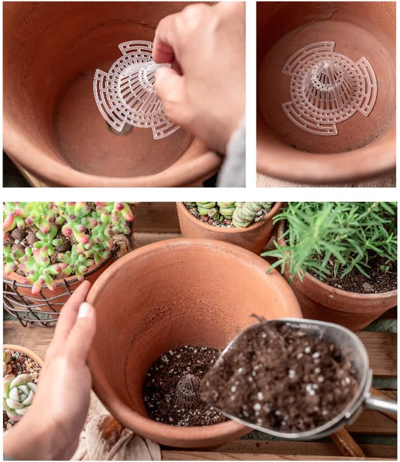 20Pcs Seed Pot Kit Plastic Flower Pot Hole Mesh Pad