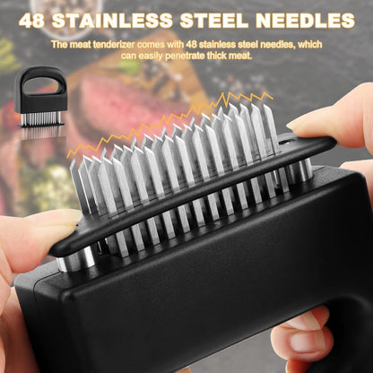 Stainless Steel Meat Tenderizer with 48 Ultra Sharp Needle Blades