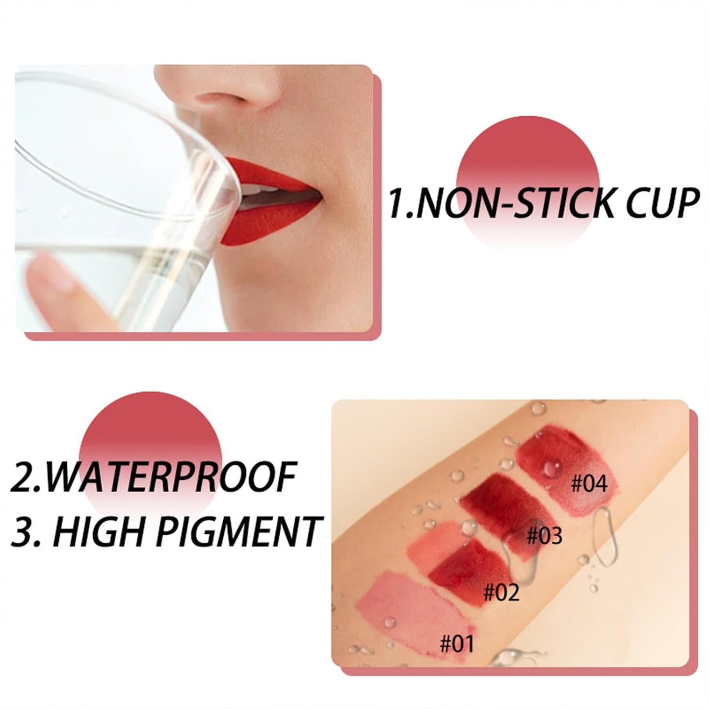 4 PCS Waterproof Long-Lasting Peel Off  Lip Stain Tattoo Lipsticks