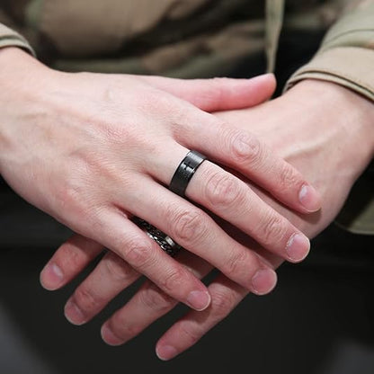 Mens Cross Titanium Ring Vintage Religious Band Polished Brushed