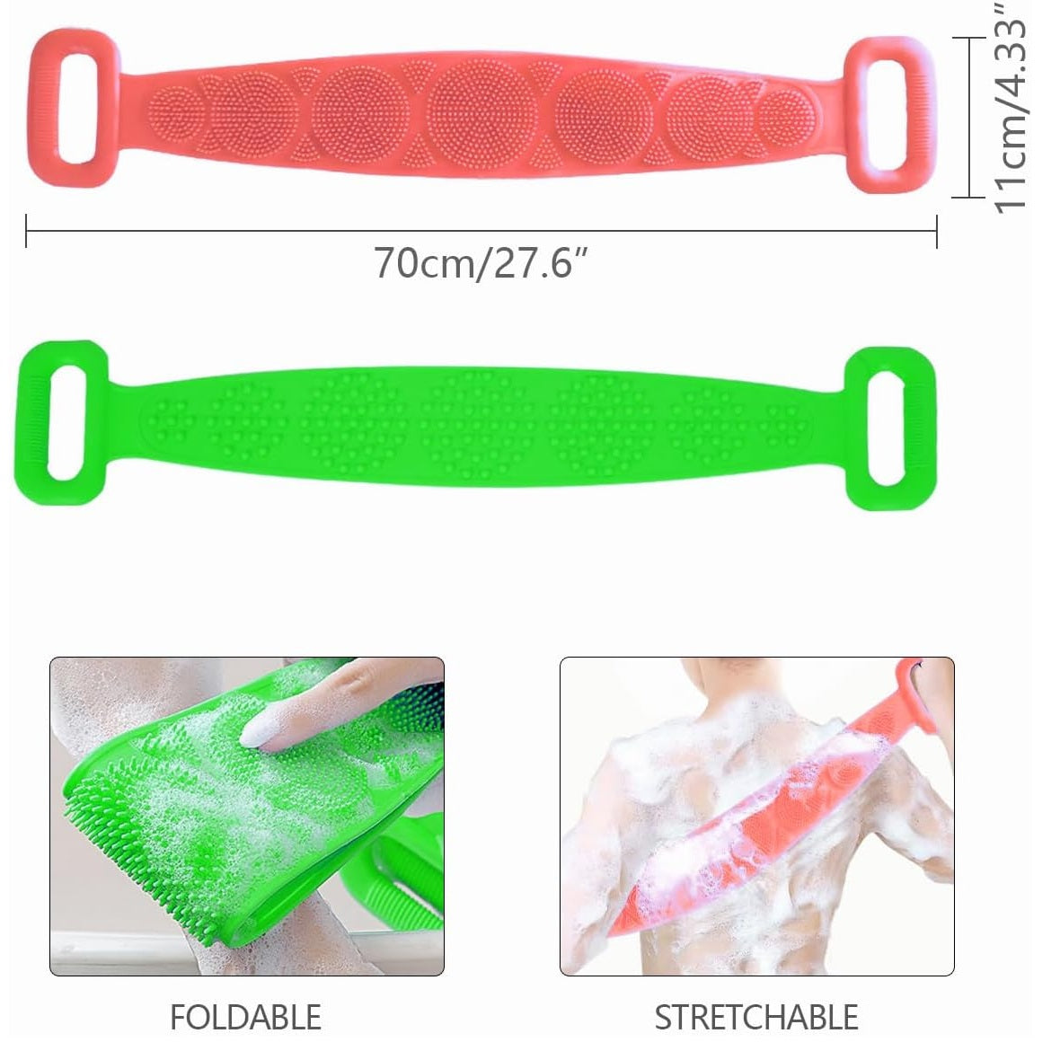 2pcs Silicone Exfoliating Bath Body Brush with Handle