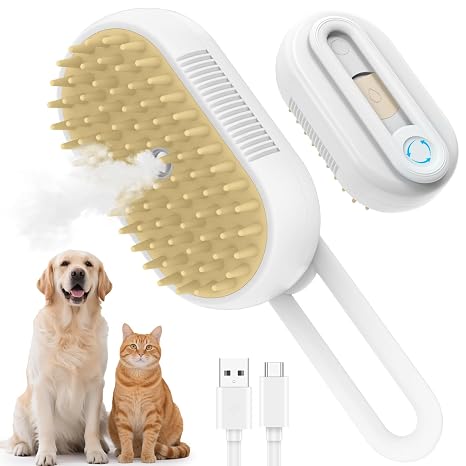 4 in 1 Rechargeable Pet Steam Brush for Shedding