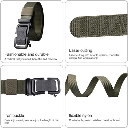 Men's Metal Buckle Tactical Ratchet Breathable Belts