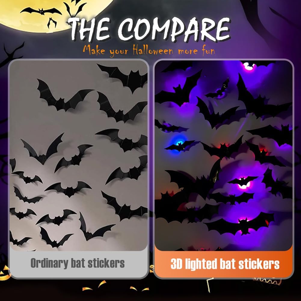 2026 New Halloween 3D Lighted Bats