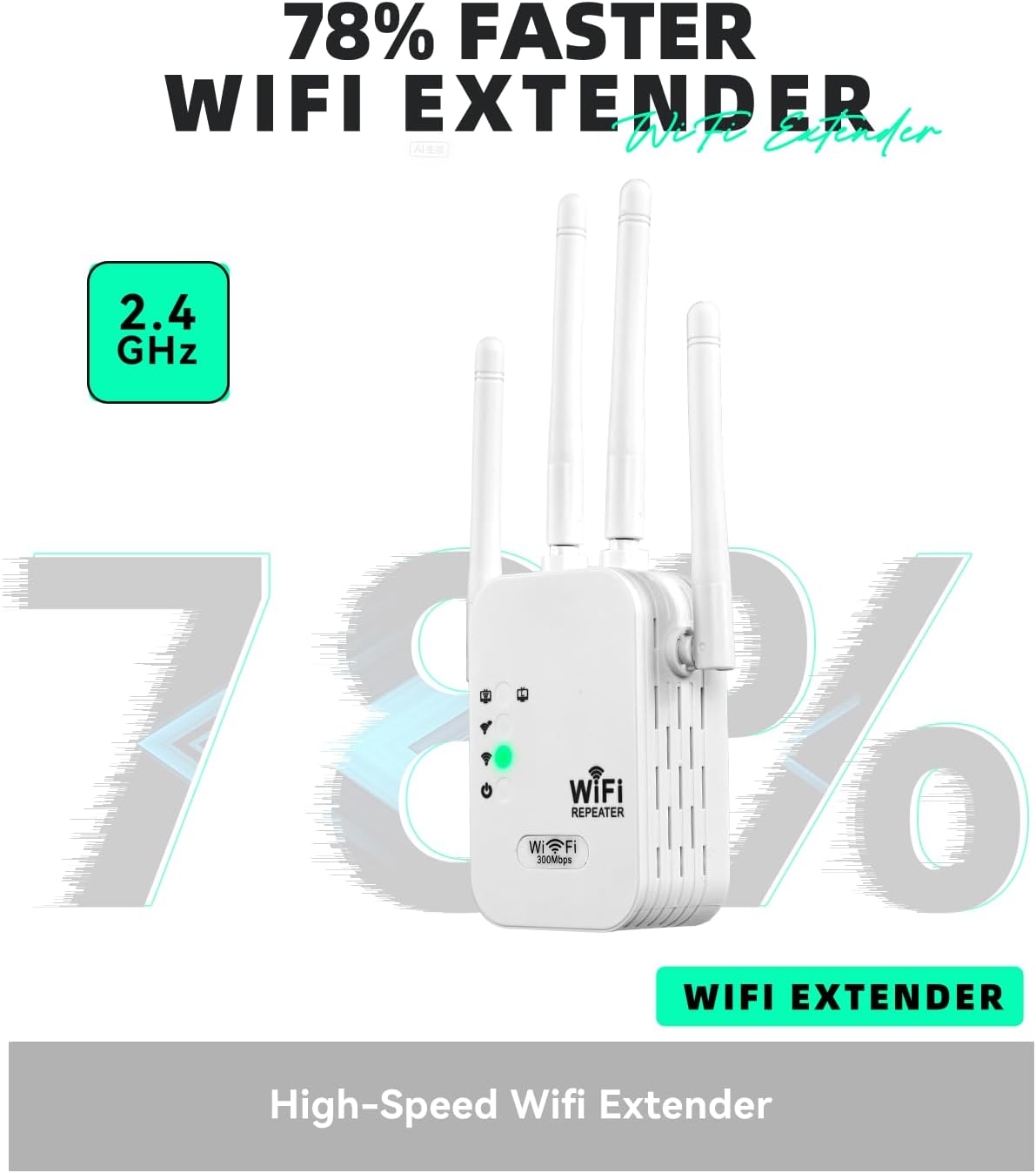 WiFi Extender Signal Booster with Ethernet Port 4 Directional Antennas
