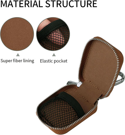 PU Leather Zipper Carrying Pouch Earbuds Bag with Keychain