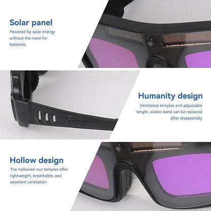 Solar Powered Auto Darkening Safety Goggles with an Elastic Band
