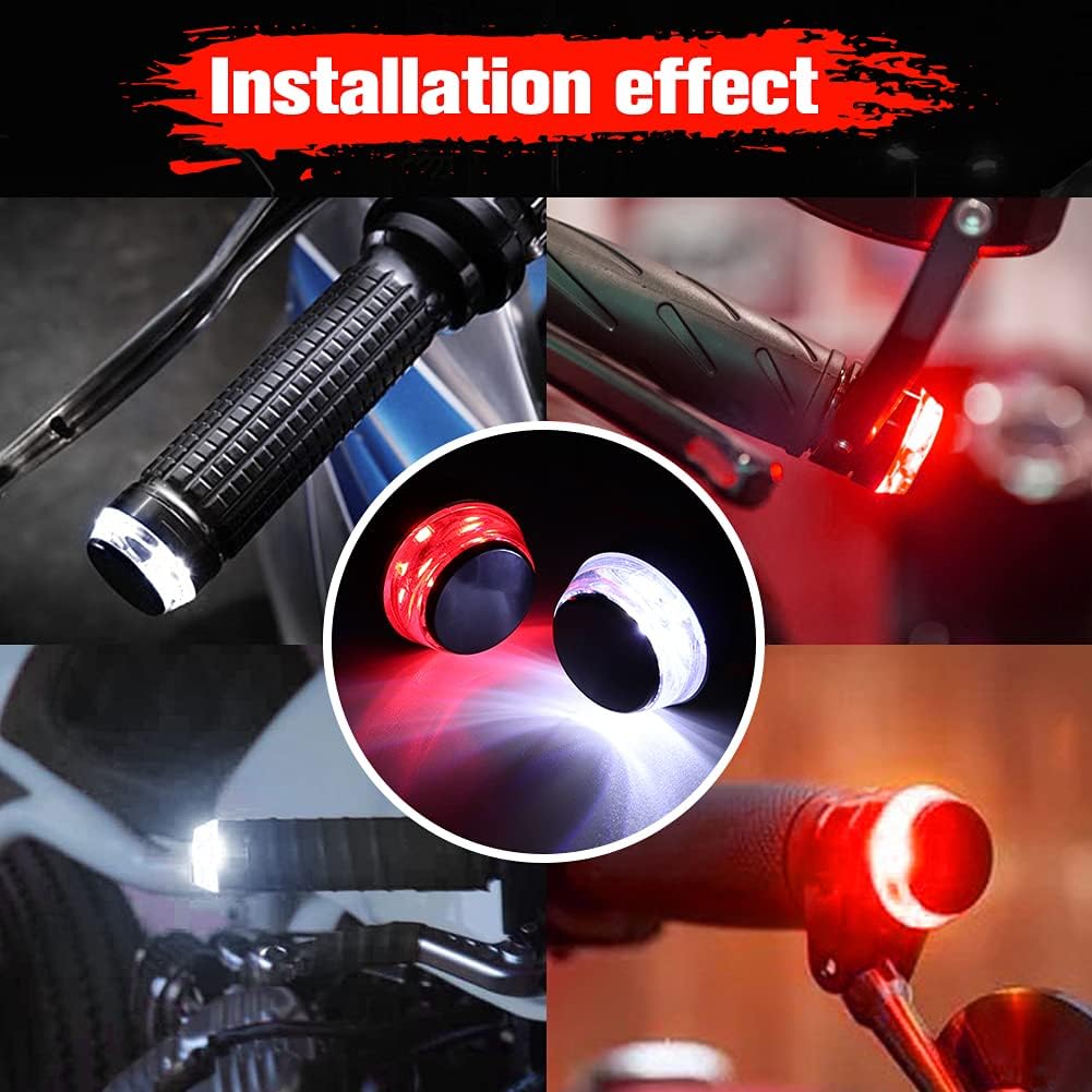 2 PCS Motorcycle Handle Bar End Light Dual Color Turn Signal Light