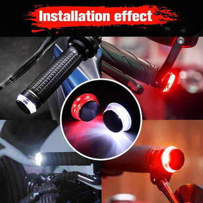 2 PCS Motorcycle Handle Bar End Light Dual Color Turn Signal Light