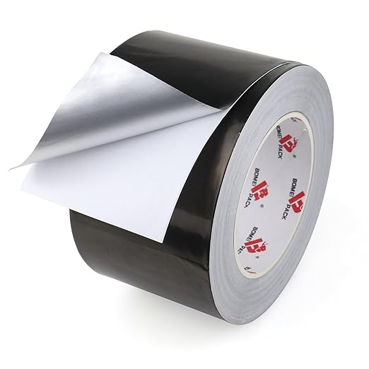 65 Feet Hot & Cold Shield Resistant Black Aluminum Foil Tape,for Pipe, Metal Repair, HVAC, Air Ducts, Insulation