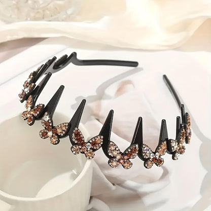 4pcs Butterfly Crystal Non Slip Headbands for Women