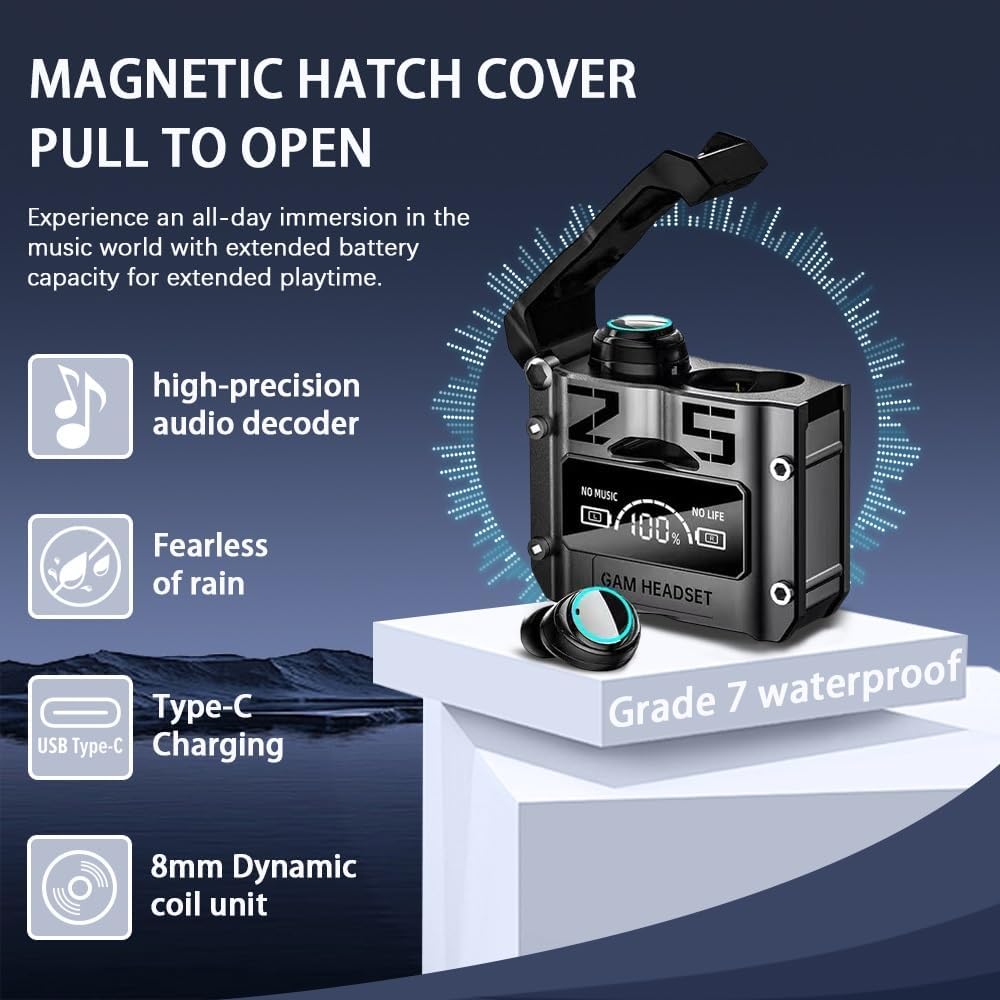 Wireless Sports Touch Bluetooth Earphones,IPX7 Waterproof,Long Battery Life, Dual Sided Stereo