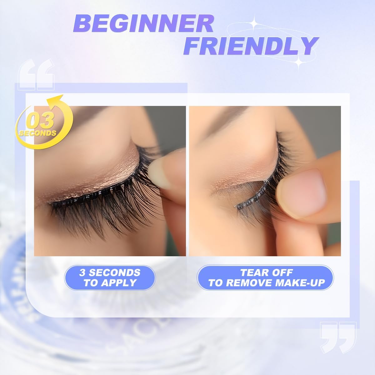 Self-Adhesive False Eyelashes, Glue-Free, 3-Second Application, Reusable, Beginner-Friendly