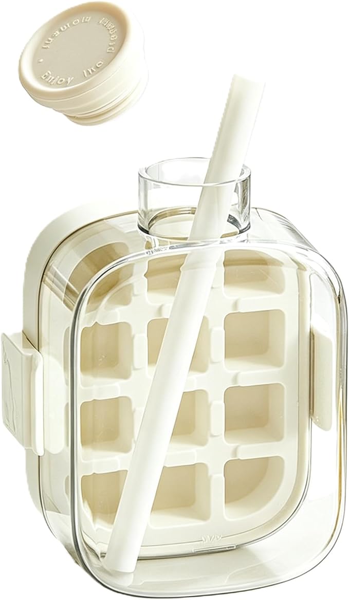 2 in 1 Portable Ice Cube Bottle with Straw