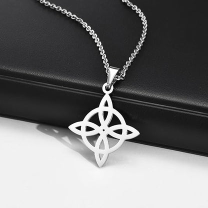 Witches Knot Necklace Stainless Steel Pagan Wiccan Symbol Pendant