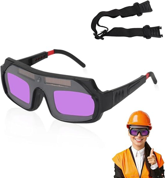 Solar Powered Auto Darkening Safety Goggles with an Elastic Band