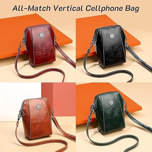 Women'S Soft  Leather Crossbody Retro Cell Phone Bag